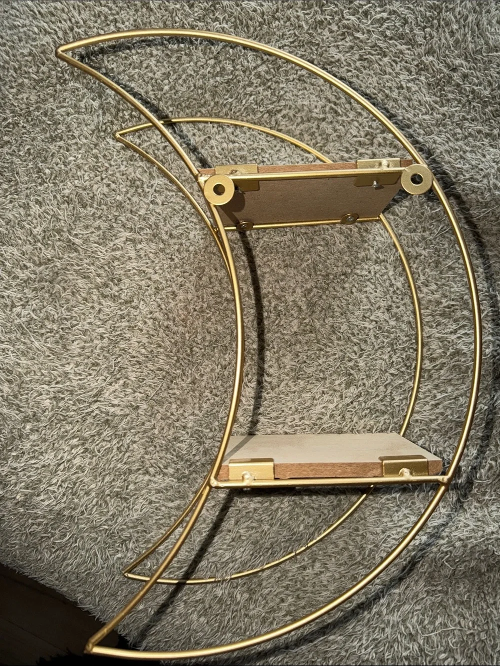 Gold Crescent Wall Shelf - Decorative Moon-Shaped Wall Decor